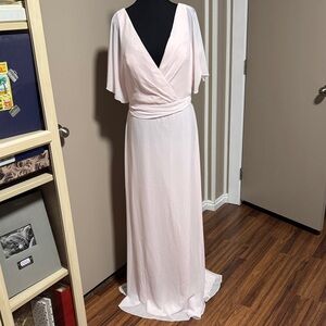 Amsale Pale Blush Surplice Maxi Gown